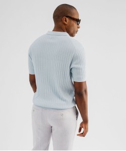 Polo en maille côtelée à encolure ouverte homme[MISSING]